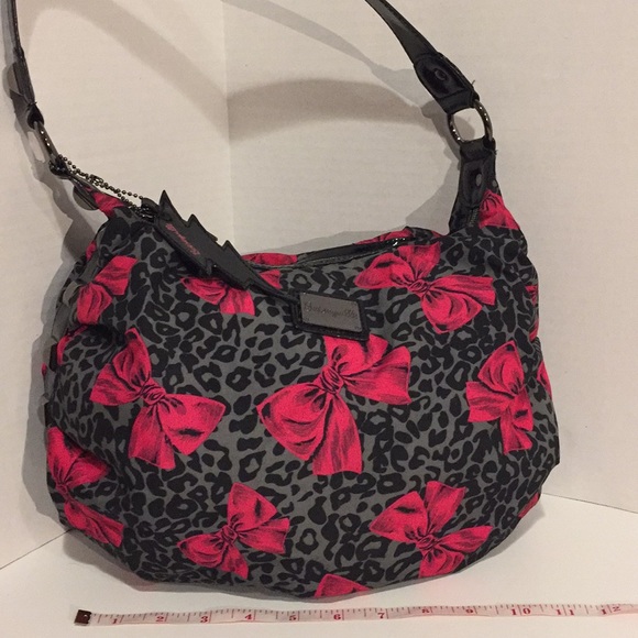 Betsey Johnson Handbags - Betsey Johnson Grey Leopard Print & Pink Bow Bag